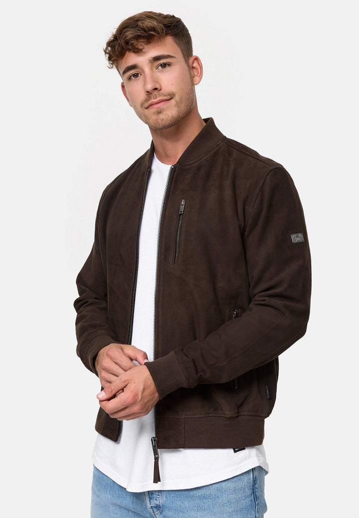 Indicode Herren Maddoc Lederjacke aus Ziegenleder in Wildleder-Optik - INDICODE