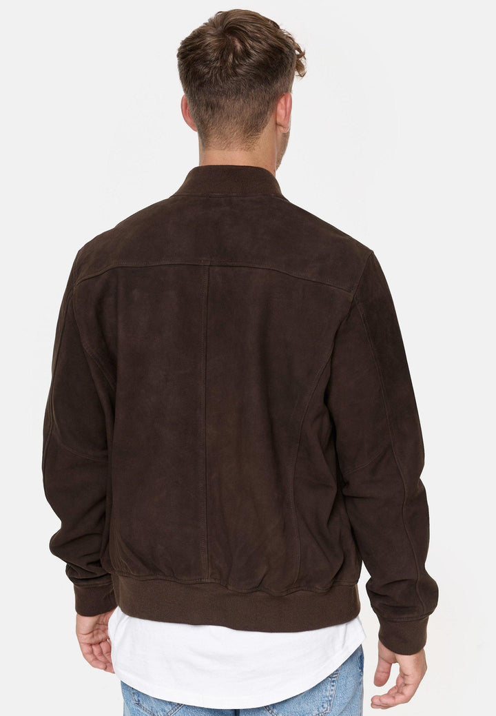 Indicode Herren Maddoc Lederjacke aus Ziegenleder in Wildleder-Optik - INDICODE