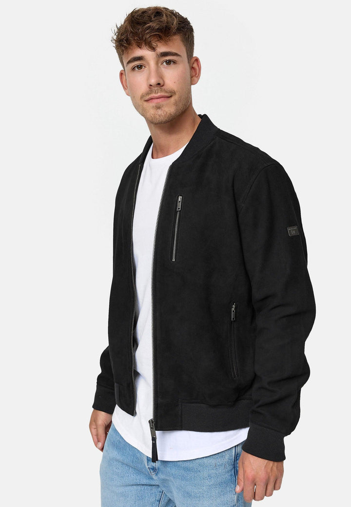Indicode Herren Maddoc Lederjacke aus Ziegenleder in Wildleder-Optik - INDICODE