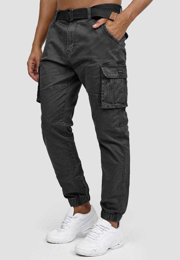 Indicode Herren Kerr Cargohose aus 98% Baumwolle inkl. Gürtel - INDICODE