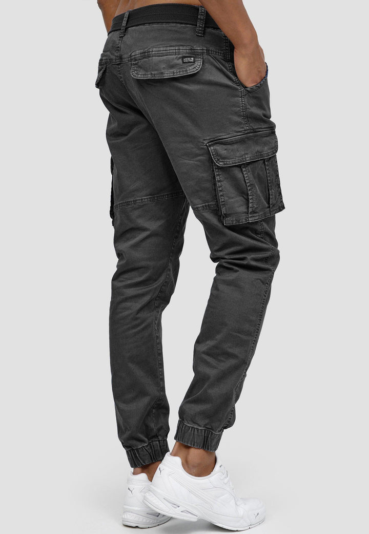 Indicode Herren Kerr Cargohose aus 98% Baumwolle inkl. Gürtel - INDICODE