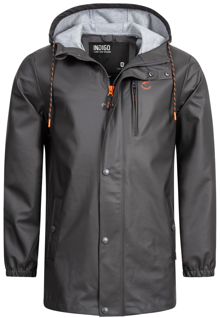 Indicode Herren Malmoe Regenjacke mit Kapuze lange wasserdichte Segeljacke - INDICODE
