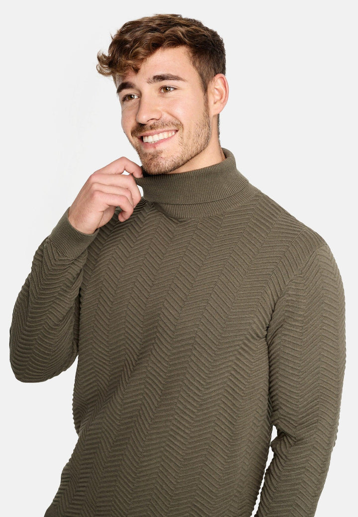 Indicode Herren Saini Feinstrickpullover mit Rollkragen aus 100% Baumwolle - INDICODE