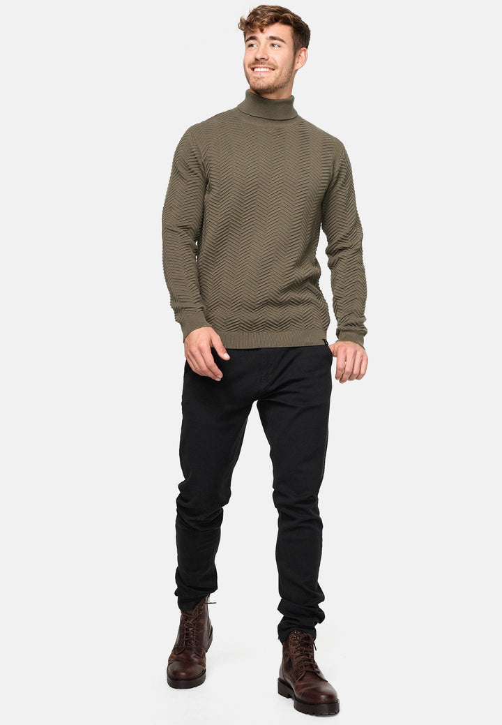 Indicode Herren Saini Feinstrickpullover mit Rollkragen aus 100% Baumwolle - INDICODE