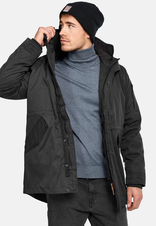 Indicode Men's Villalobos Rain Parka with Hood and 5 Pockets