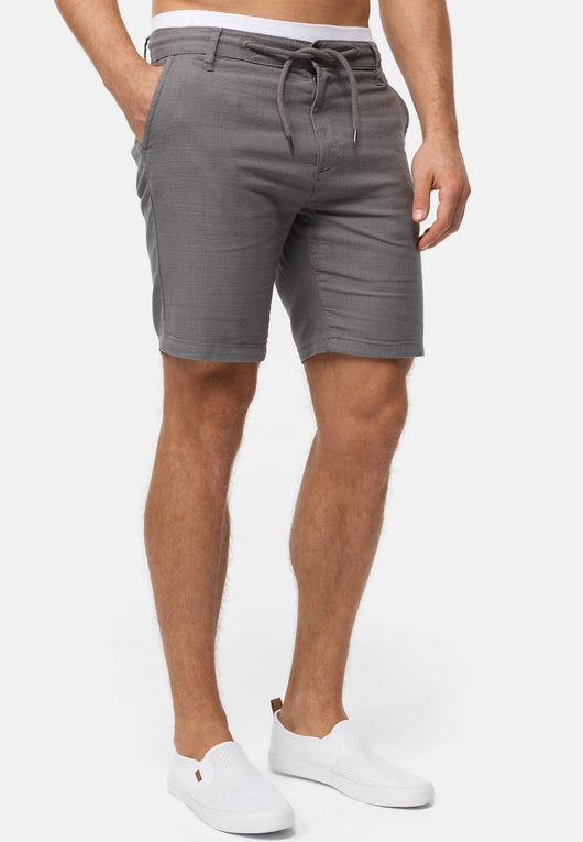 Indicode Herren INCaro Chino Shorts mit 4 Taschen inkl. Gürtel aus Baumwolle - INDICODE