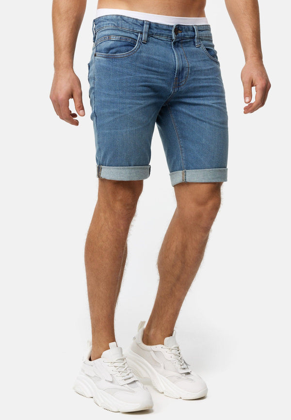 Indicode Herren INDanny Jeans Shorts mit 4 Taschen aus 98% Baumwolle