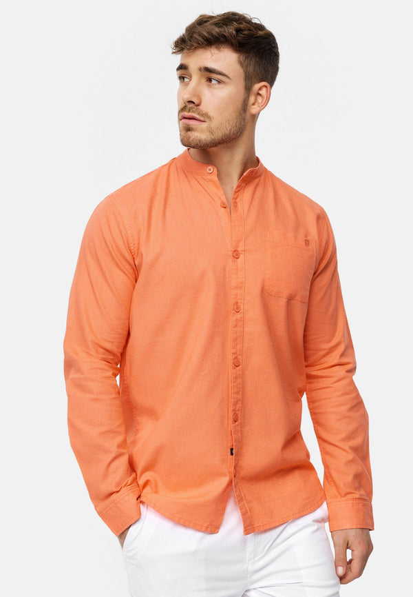 Indicode Herren INRaffi Hemd einfarbig mit Brust-Tasche aus 70% Baumwolle