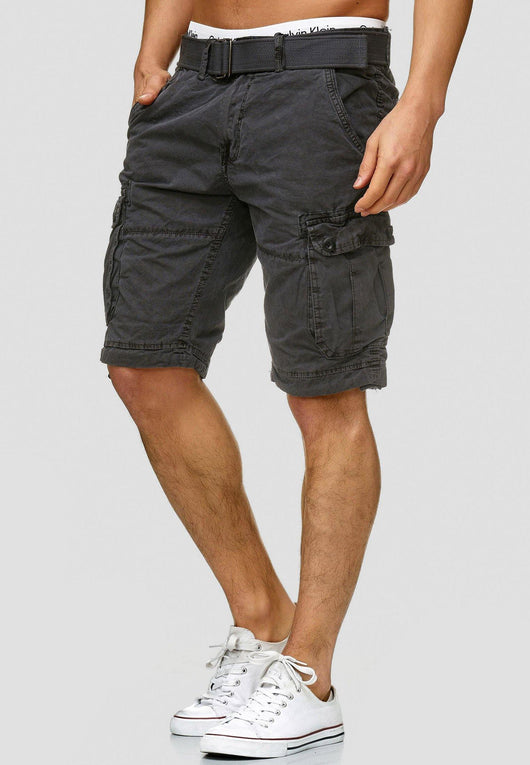 Indicode Men's Bolton Cargo Shorts with 7 pockets incl. belt made of 100% cotton