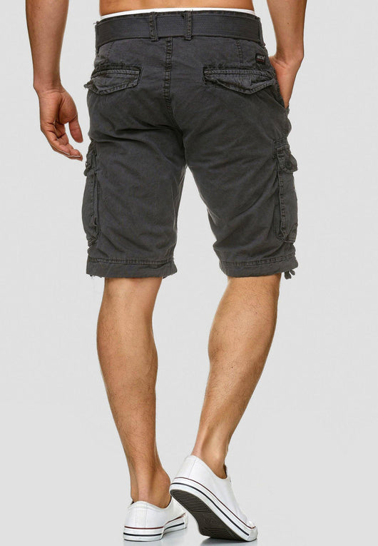 Indicode Men's Bolton Cargo Shorts with 7 pockets incl. belt made of 100% cotton