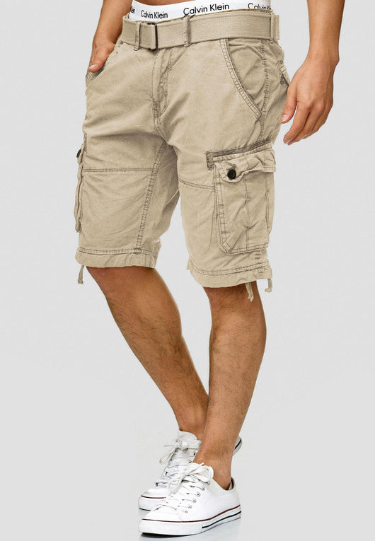 Indicode Men's Bolton Cargo Shorts with 7 pockets incl. belt made of 100% cotton