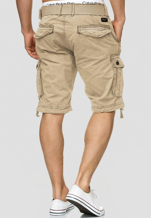 Indicode Men's Bolton Cargo Shorts with 7 pockets incl. belt made of 100% cotton