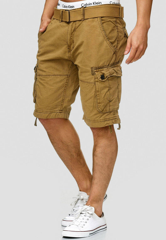 Indicode Men's Bolton Cargo Shorts with 7 pockets incl. belt made of 100% cotton