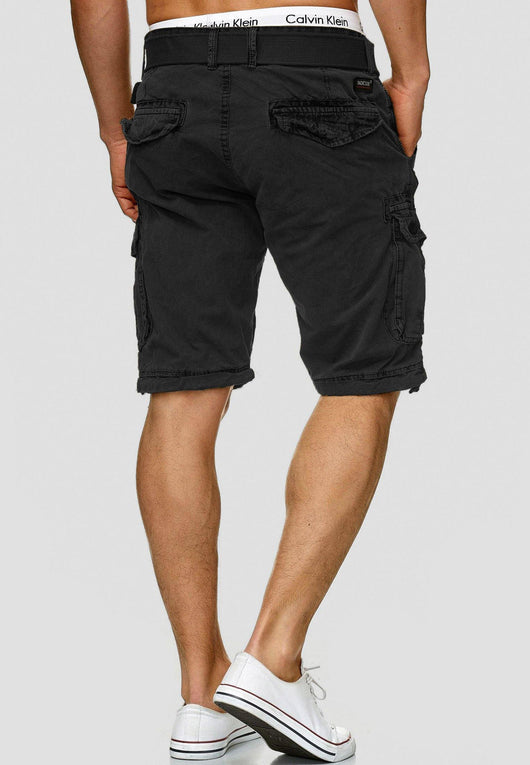 Indicode Men's Bolton Cargo Shorts with 7 pockets incl. belt made of 100% cotton