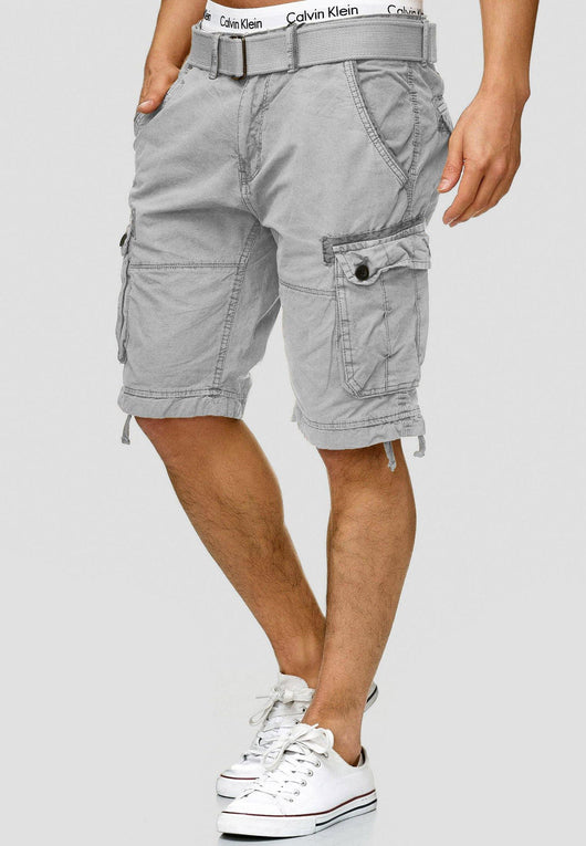 Indicode Men's Bolton Cargo Shorts with 7 pockets incl. belt made of 100% cotton