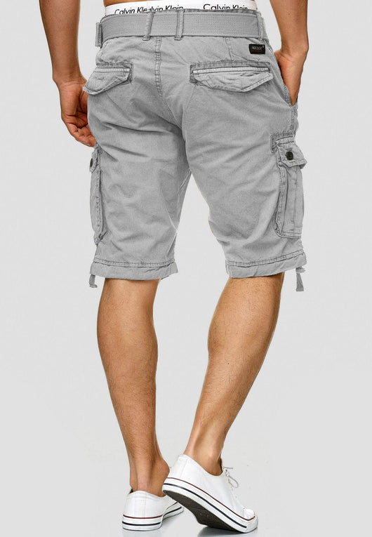 Indicode Men's Bolton Cargo Shorts with 7 pockets incl. belt made of 100% cotton