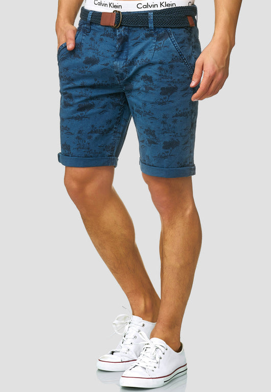 Indicode men's Lilestone chino shorts with 4 pockets incl. belt made of 98% cotton