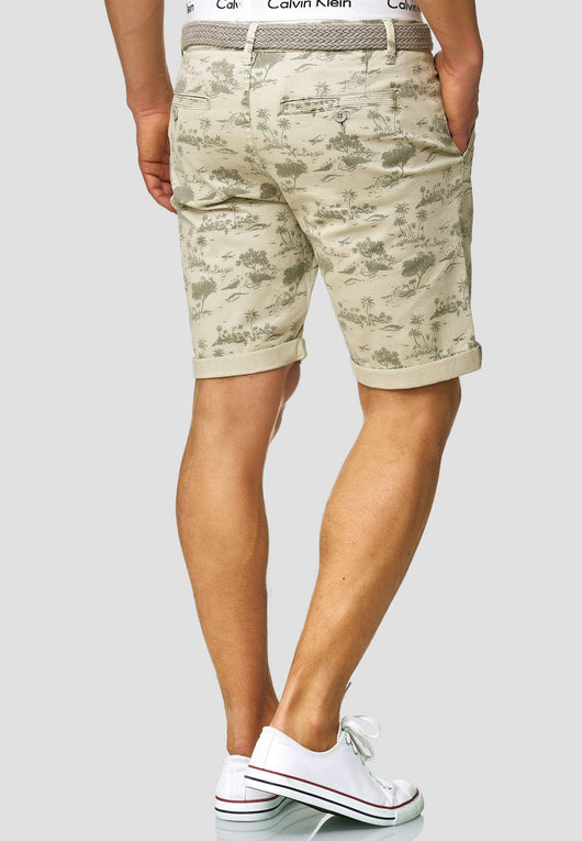 Indicode men's Lilestone chino shorts with 4 pockets incl. belt made of 98% cotton