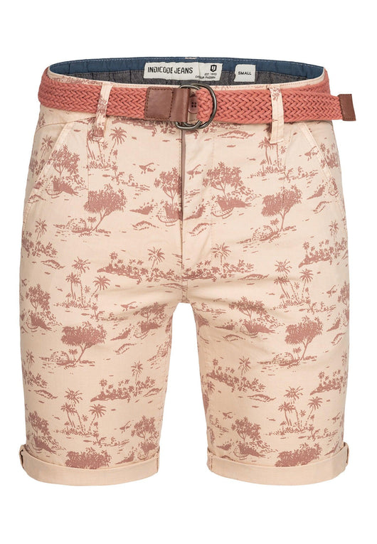 Indicode men's Lilestone chino shorts with 4 pockets incl. belt made of 98% cotton