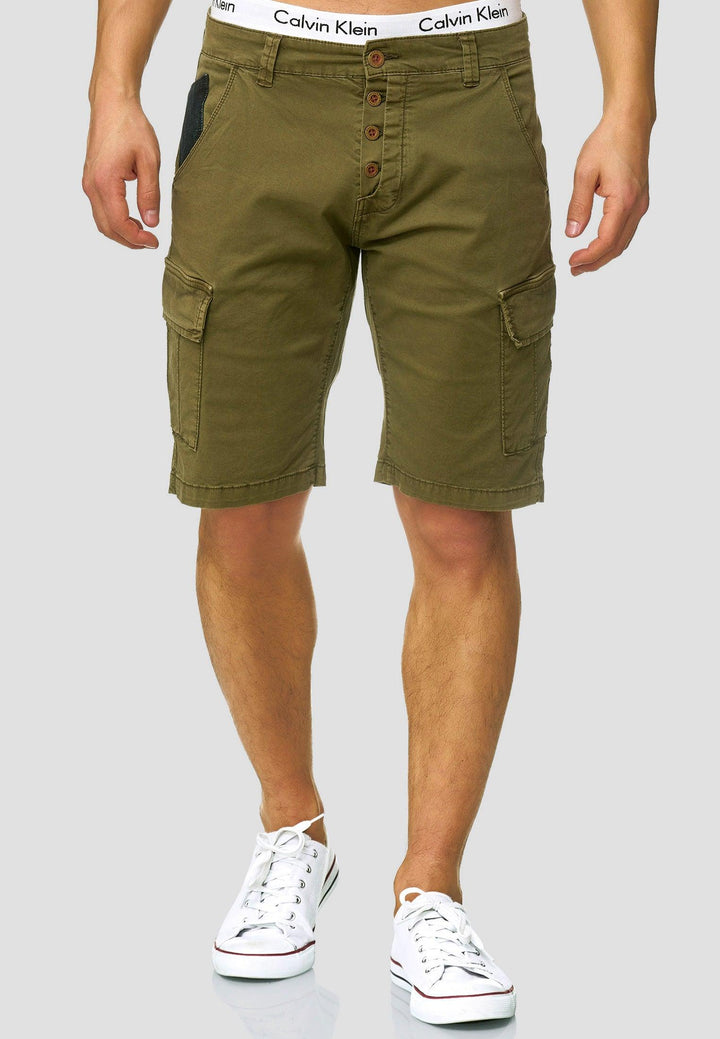 Indicode Herren Hedworth Chino Cargo Shorts mit 7 Taschen aus 98% Baumwolle - INDICODE