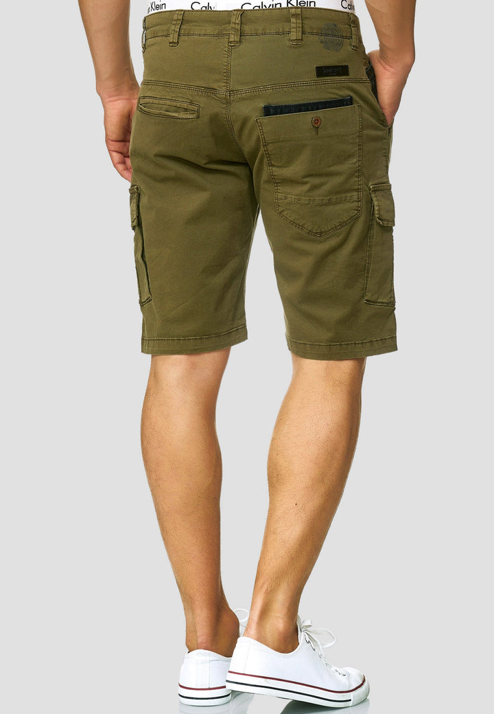 Indicode Herren Hedworth Chino Cargo Shorts mit 7 Taschen aus 98% Baumwolle - INDICODE