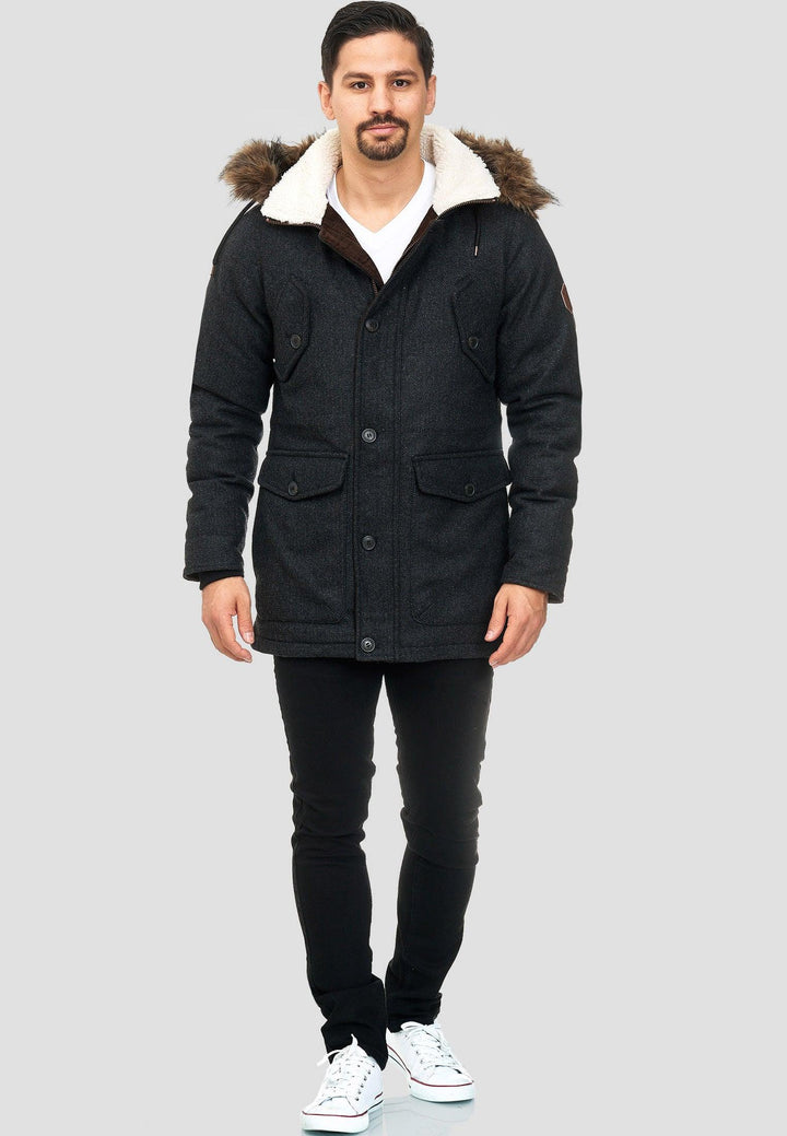 Indicode Herren Baynes Winterjacke mit Fell-Kapuze - INDICODE
