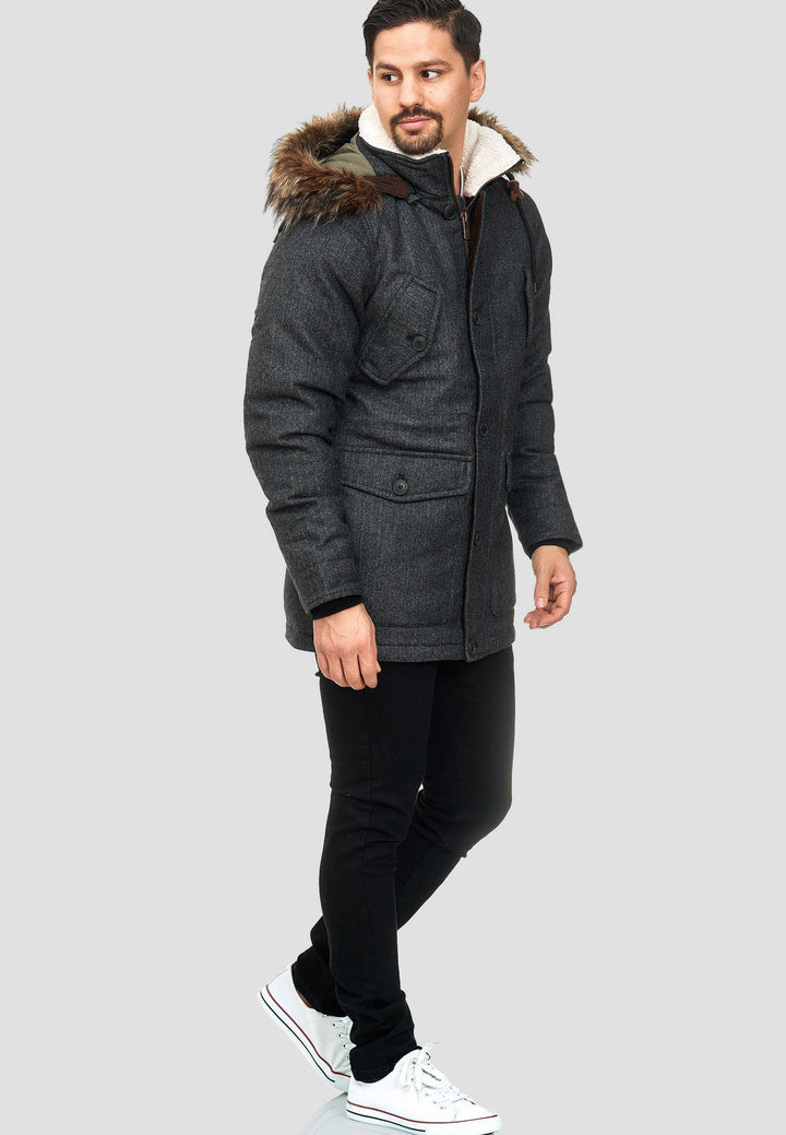 Indicode Herren Baynes Winterjacke mit Fell-Kapuze - INDICODE