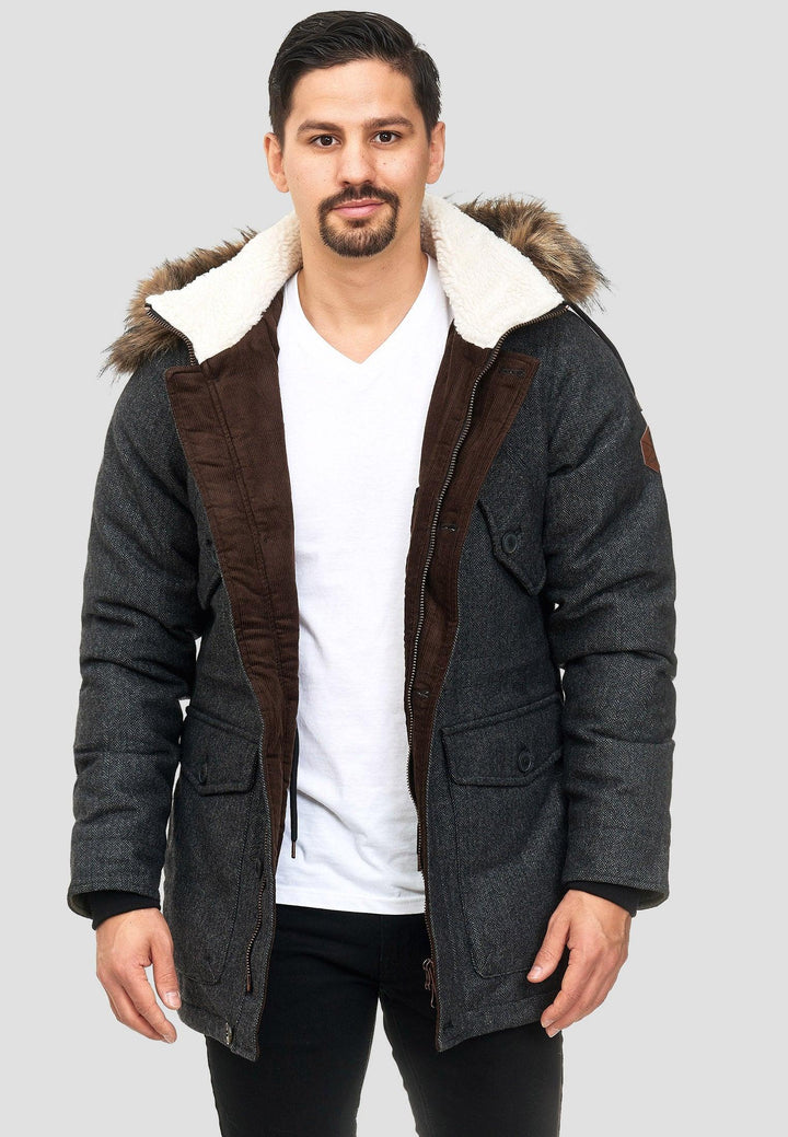 Indicode Herren Baynes Winterjacke mit Fell-Kapuze - INDICODE