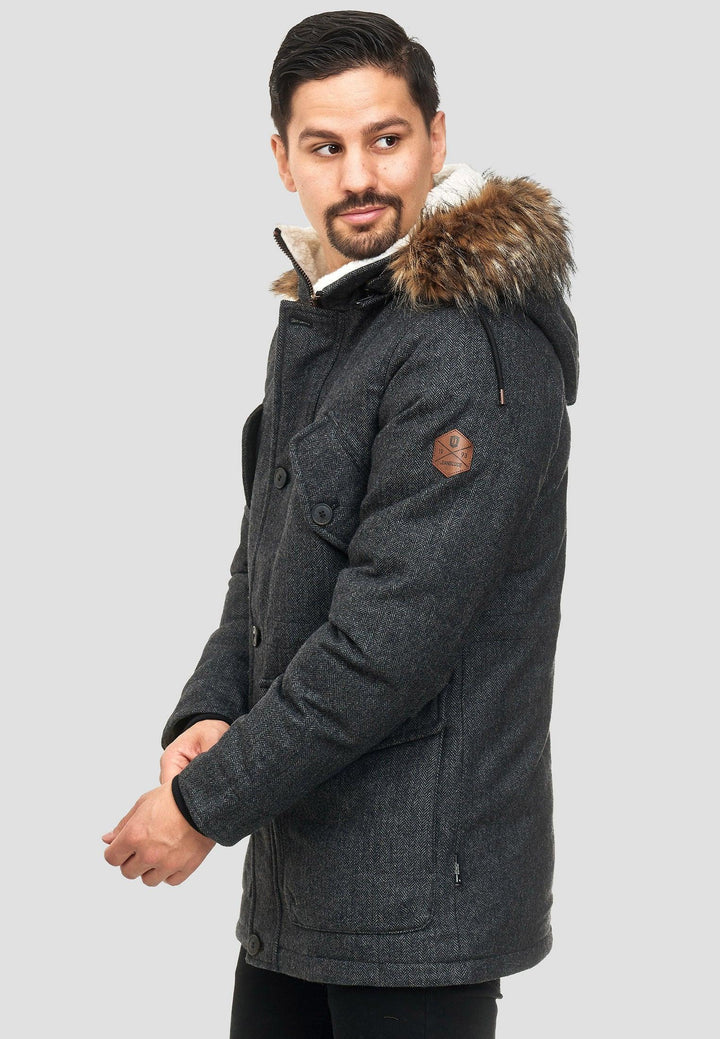 Indicode Herren Baynes Winterjacke mit Fell-Kapuze - INDICODE