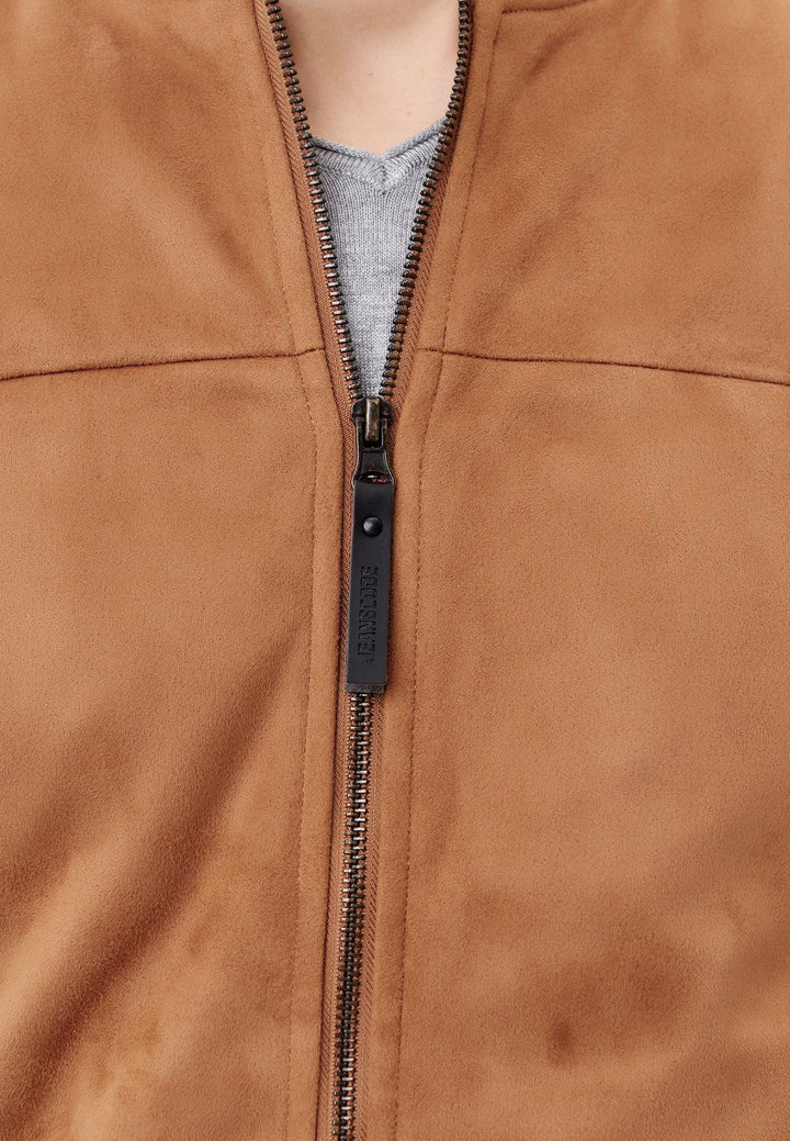 Indicode Herren Abbott Velours-Kunstleder Jacke mit Stehkragen