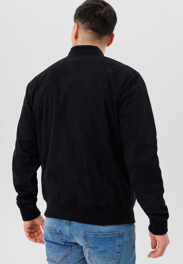 Indicode Herren Abbott Velours-Kunstleder Jacke mit Stehkragen