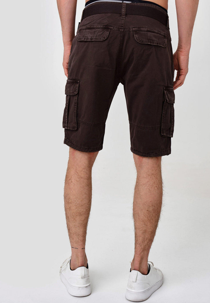Indicode Herren Blixt Cargo Shorts mit 6 Taschen inkl. Gürtel aus 100% Baumwolle - INDICODE