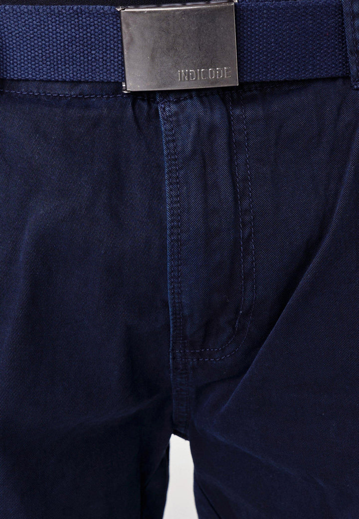 Indicode Herren Blixt Cargo Shorts mit 6 Taschen inkl. Gürtel aus 100% Baumwolle - INDICODE