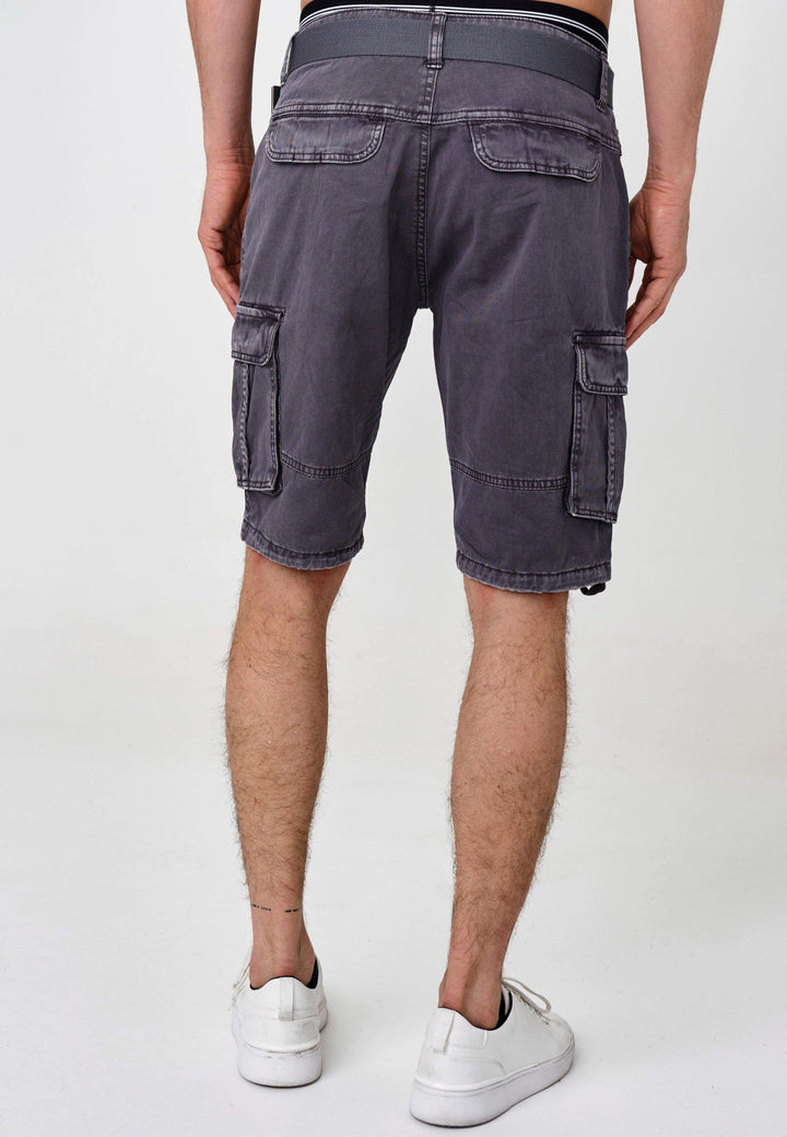 Indicode Herren Blixt Cargo Shorts mit 6 Taschen inkl. Gürtel aus 100% Baumwolle - INDICODE