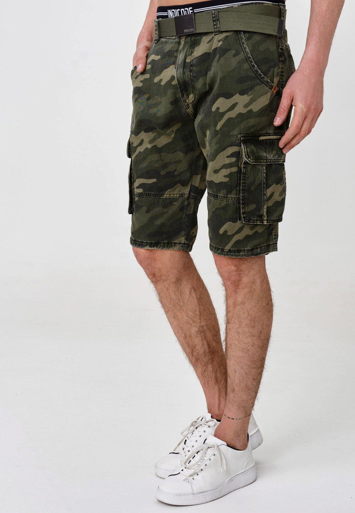 Indicode Herren Blixt Cargo Shorts mit 6 Taschen inkl. Gürtel aus 100% Baumwolle - INDICODE