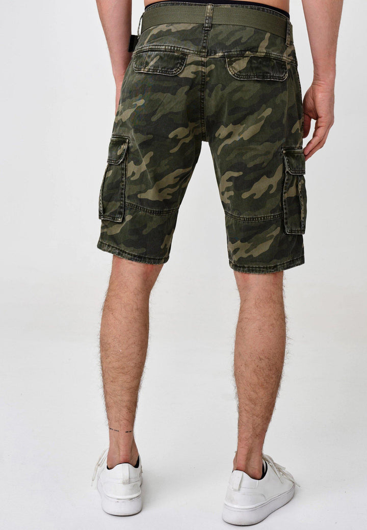 Indicode Herren Blixt Cargo Shorts mit 6 Taschen inkl. Gürtel aus 100% Baumwolle - INDICODE