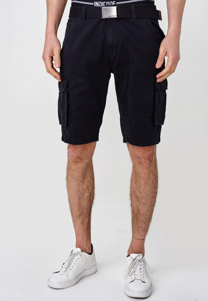 Indicode Herren Blixt Cargo Shorts mit 6 Taschen inkl. Gürtel aus 100% Baumwolle - INDICODE
