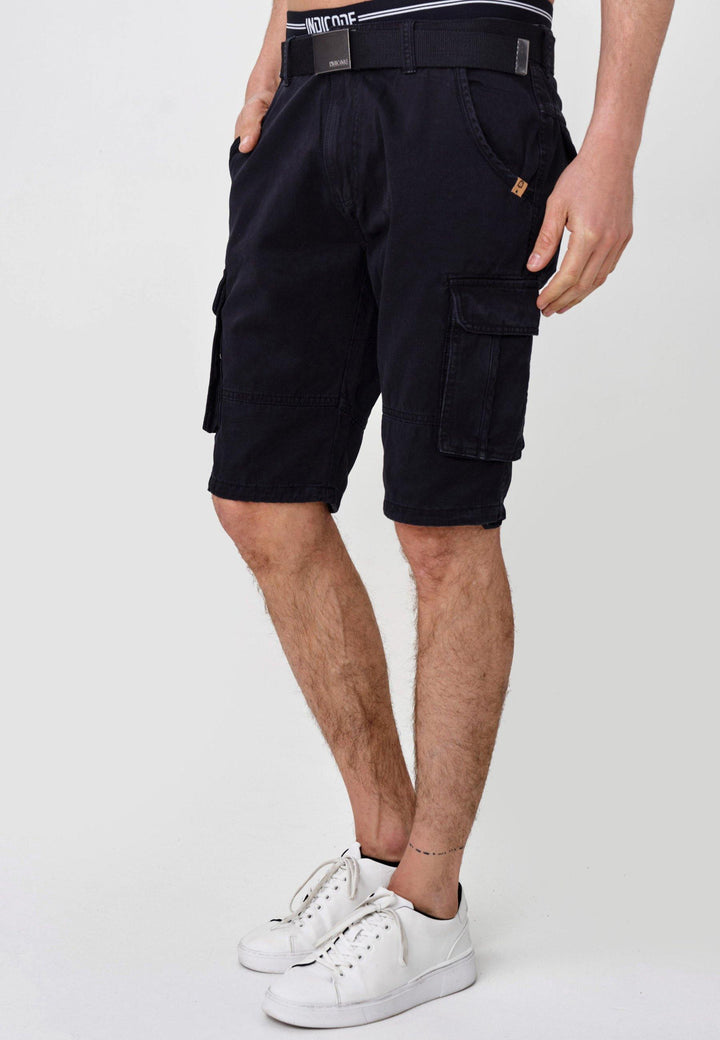 Indicode Herren Blixt Cargo Shorts mit 6 Taschen inkl. Gürtel aus 100% Baumwolle - INDICODE