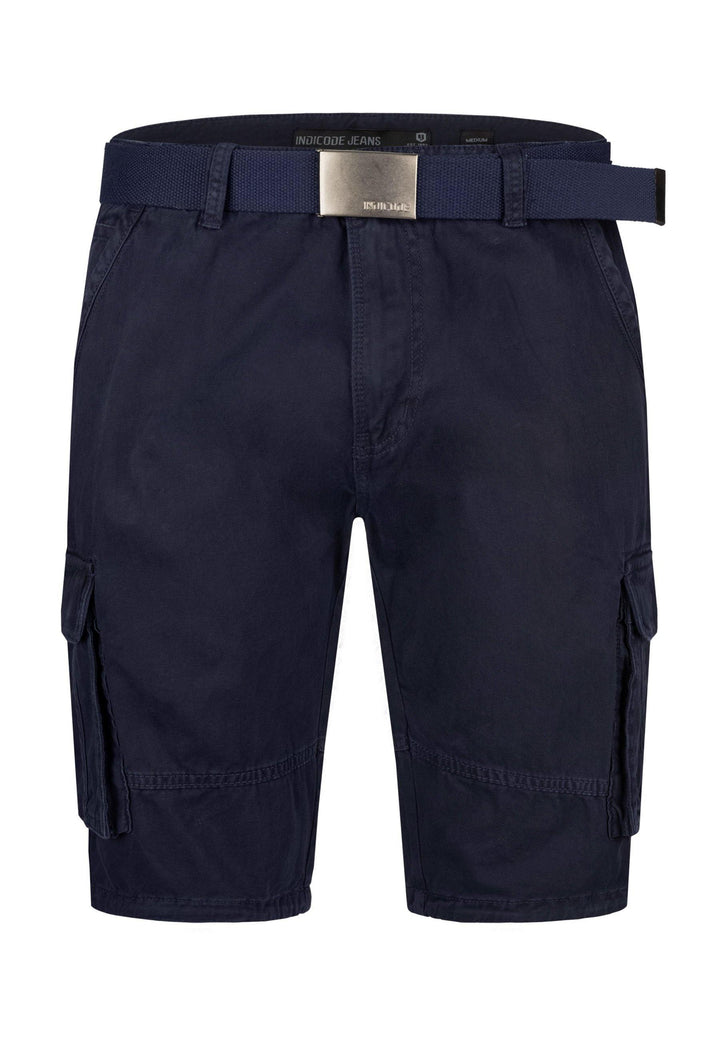 Indicode Herren Blixt Cargo Shorts mit 6 Taschen inkl. Gürtel aus 100% Baumwolle - INDICODE