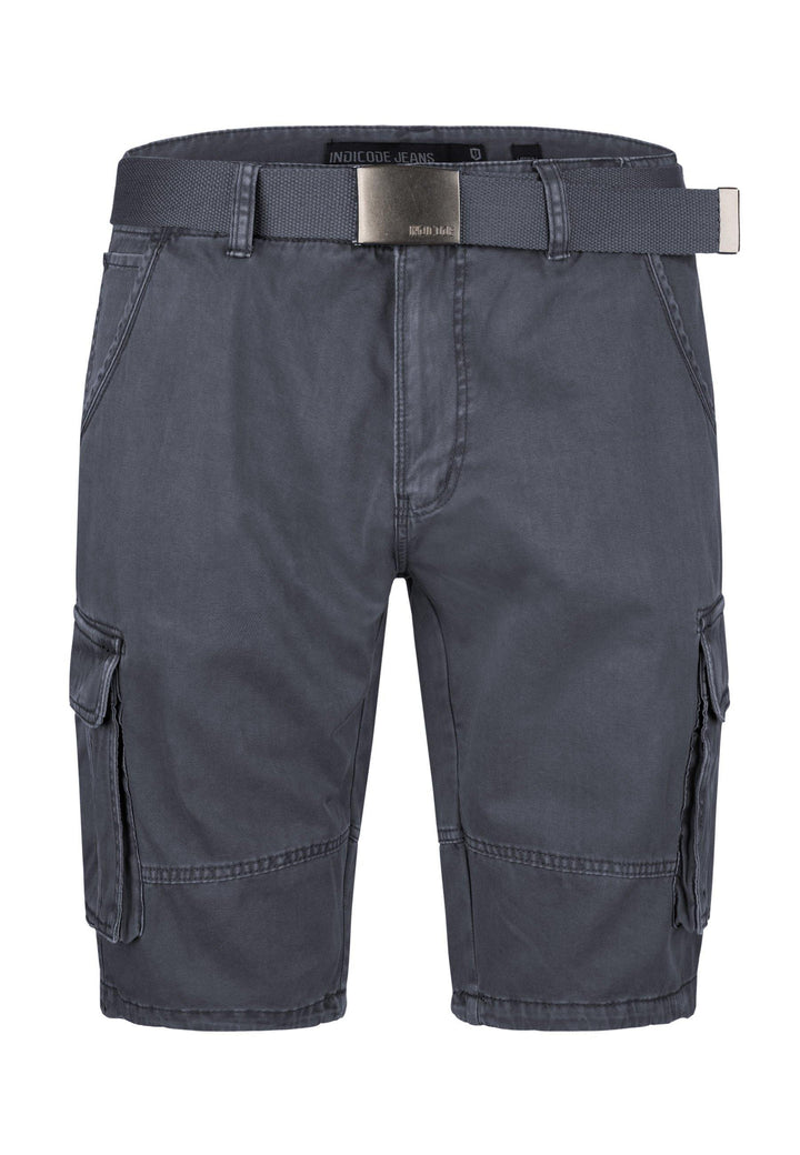 Indicode Herren Blixt Cargo Shorts mit 6 Taschen inkl. Gürtel aus 100% Baumwolle - INDICODE