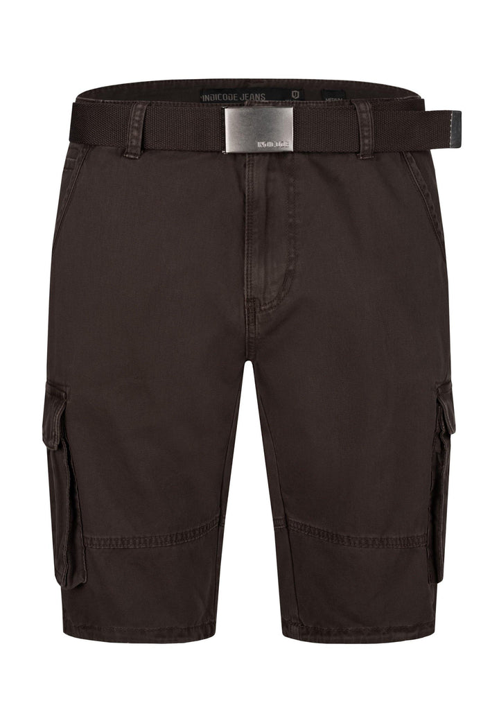 Indicode Herren Blixt Cargo Shorts mit 6 Taschen inkl. Gürtel aus 100% Baumwolle - INDICODE
