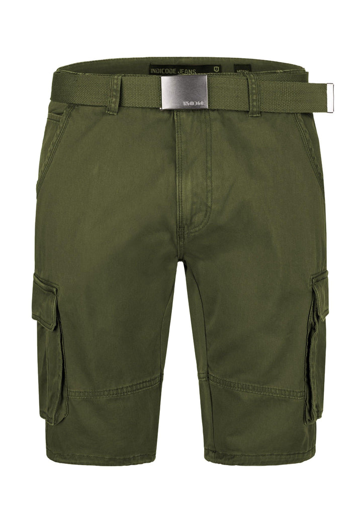Indicode Herren Blixt Cargo Shorts mit 6 Taschen inkl. Gürtel aus 100% Baumwolle - INDICODE