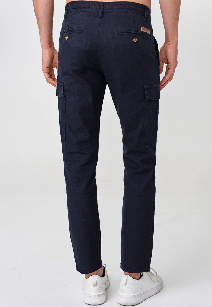 Indicode Herren Cagle Cargo Stoffhose aus Leinen & Baumwolle mit 6 Taschen - INDICODE