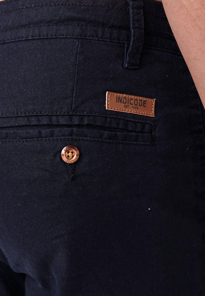Indicode Herren Cagle Cargo Stoffhose aus Leinen & Baumwolle mit 6 Taschen - INDICODE