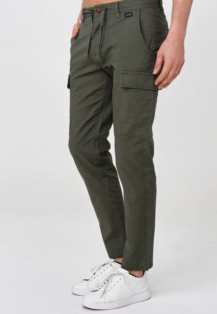 Indicode Herren Cagle Cargo Stoffhose aus Leinen & Baumwolle mit 6 Taschen - INDICODE