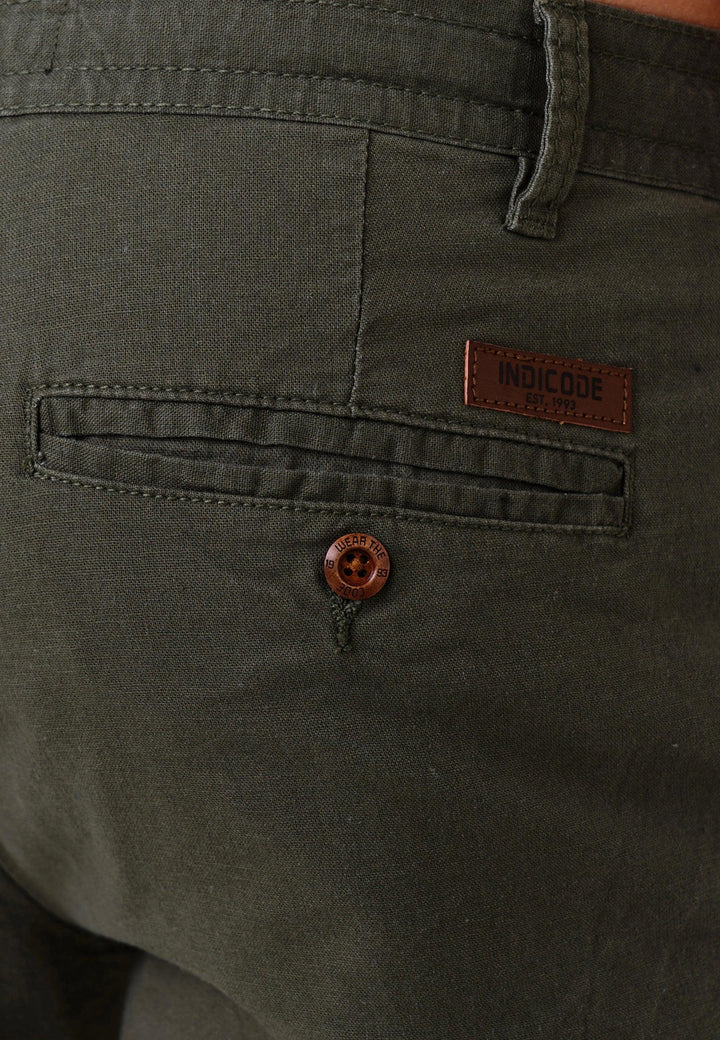 Indicode Herren Cagle Cargo Stoffhose aus Leinen & Baumwolle mit 6 Taschen - INDICODE