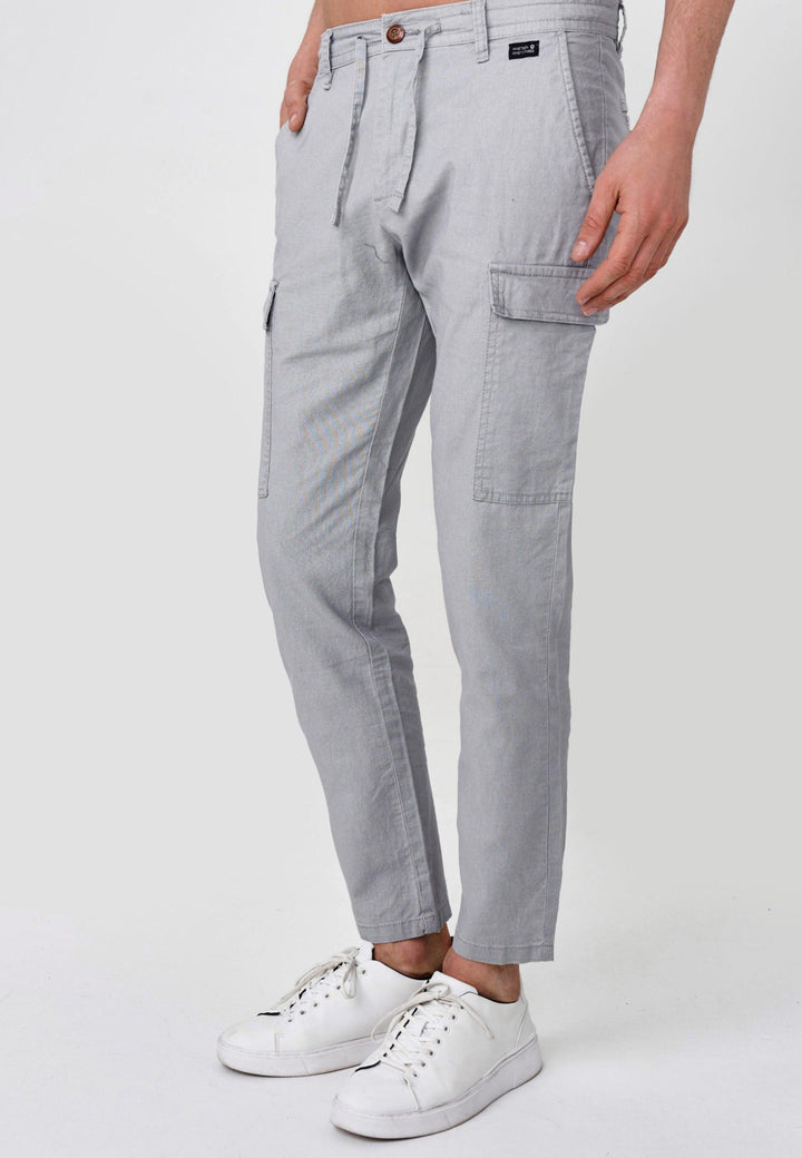 Indicode Herren Cagle Cargo Stoffhose aus Leinen & Baumwolle mit 6 Taschen - INDICODE