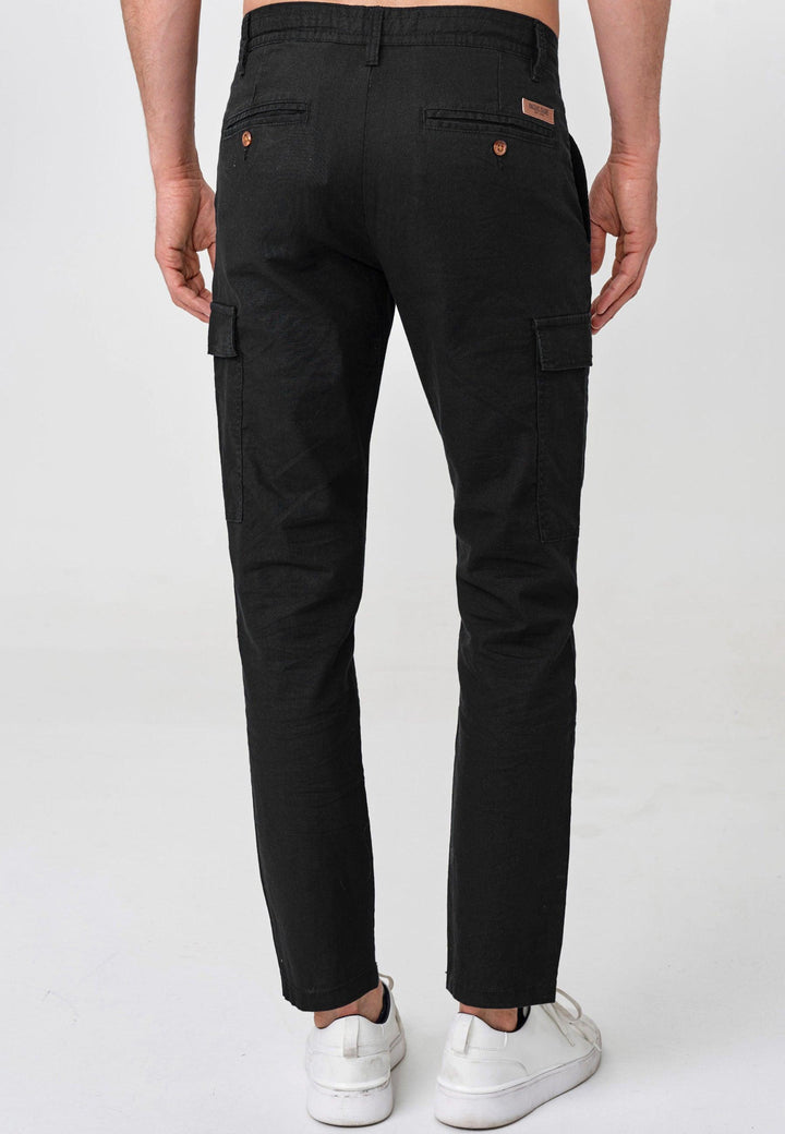 Indicode Herren Cagle Cargo Stoffhose aus Leinen & Baumwolle mit 6 Taschen - INDICODE
