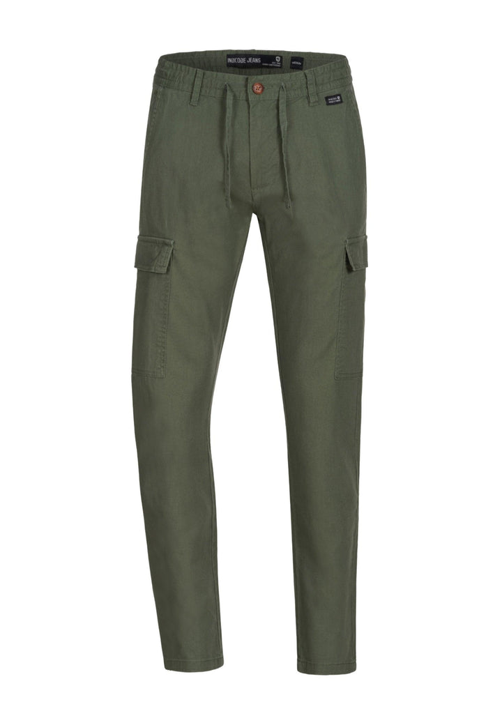 Indicode Herren Cagle Cargo Stoffhose aus Leinen & Baumwolle mit 6 Taschen - INDICODE