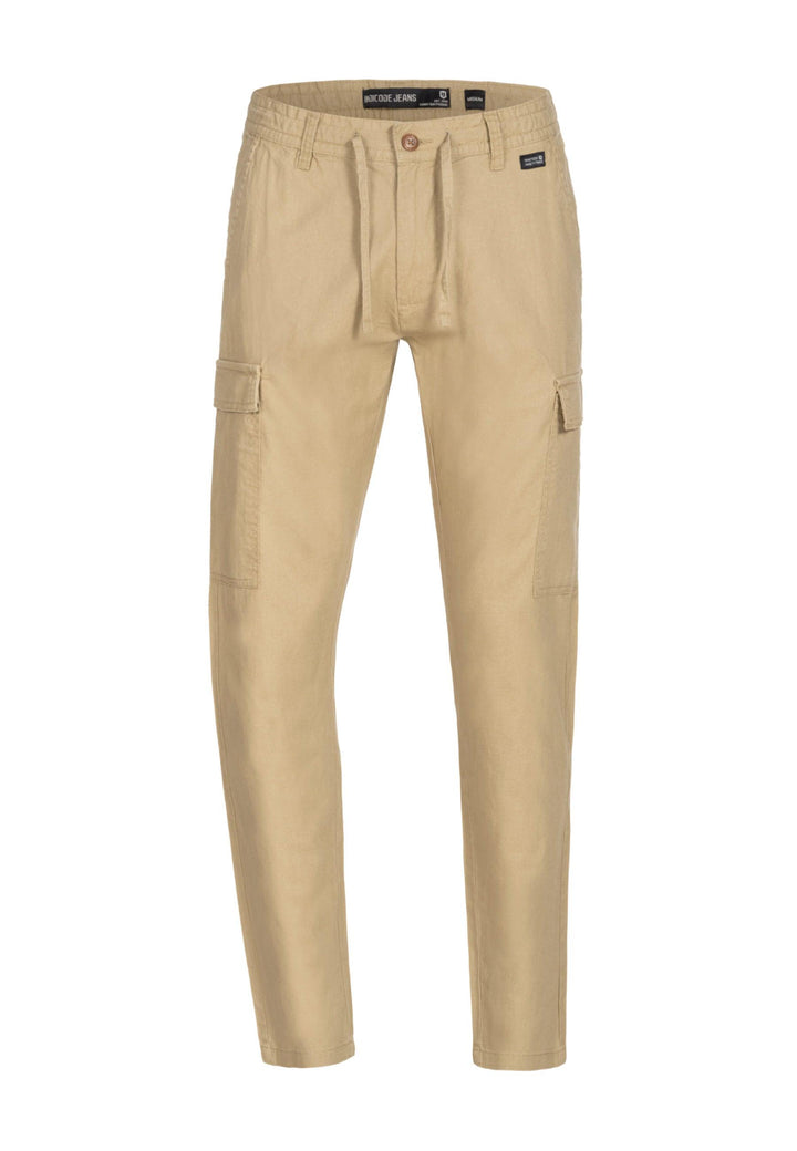 Indicode Herren Cagle Cargo Stoffhose aus Leinen & Baumwolle mit 6 Taschen - INDICODE